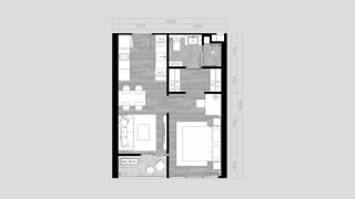 Планировка кондомониума 1 спальня в ЖК THE OZONE OASIS CONDOMINIUM PHASE II № 11009